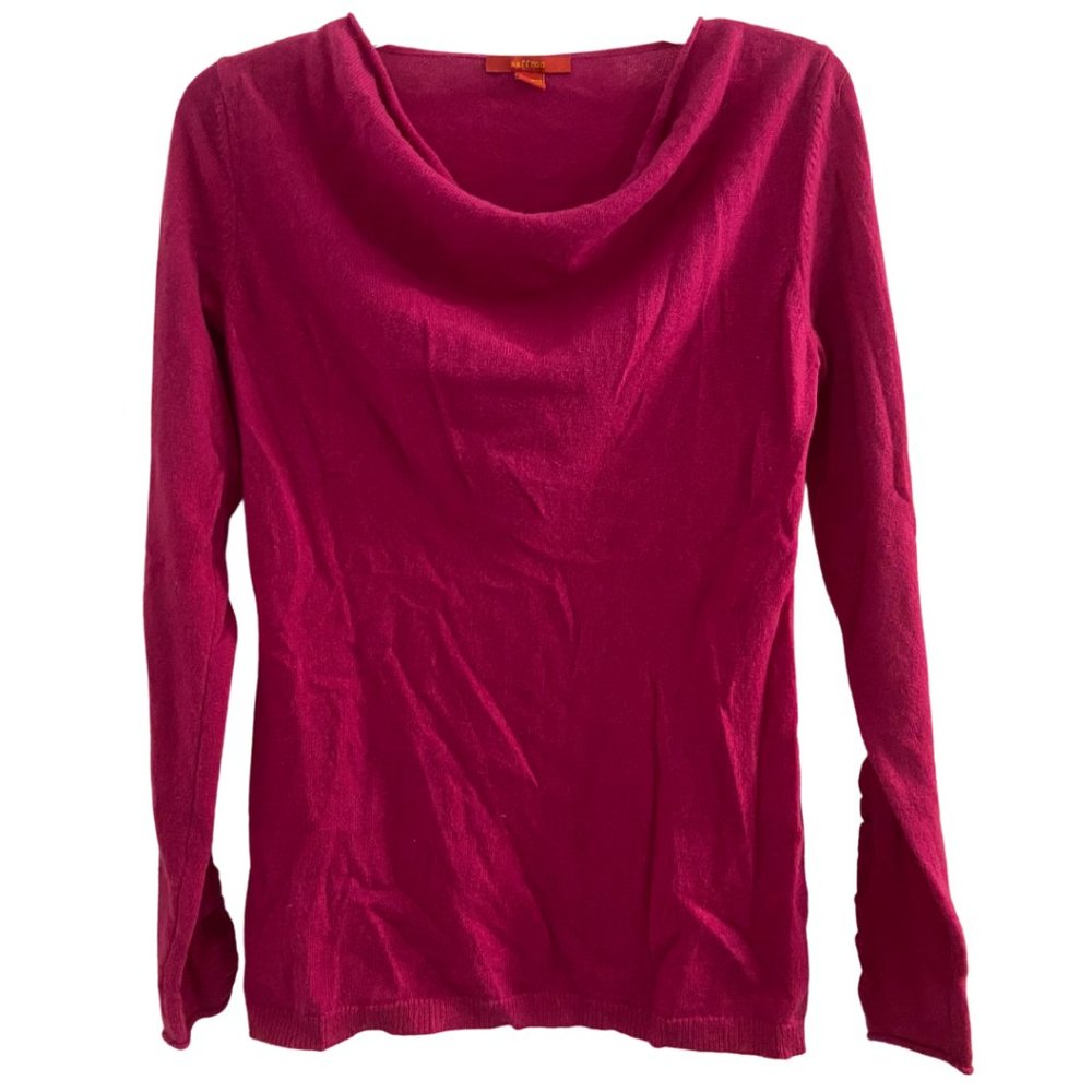 Saffron 100 % cashmere Pink red cowl sweater sz S